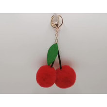 Fluffy 5cm Pompom Fur Ball Plush Mini Cherry Keychain